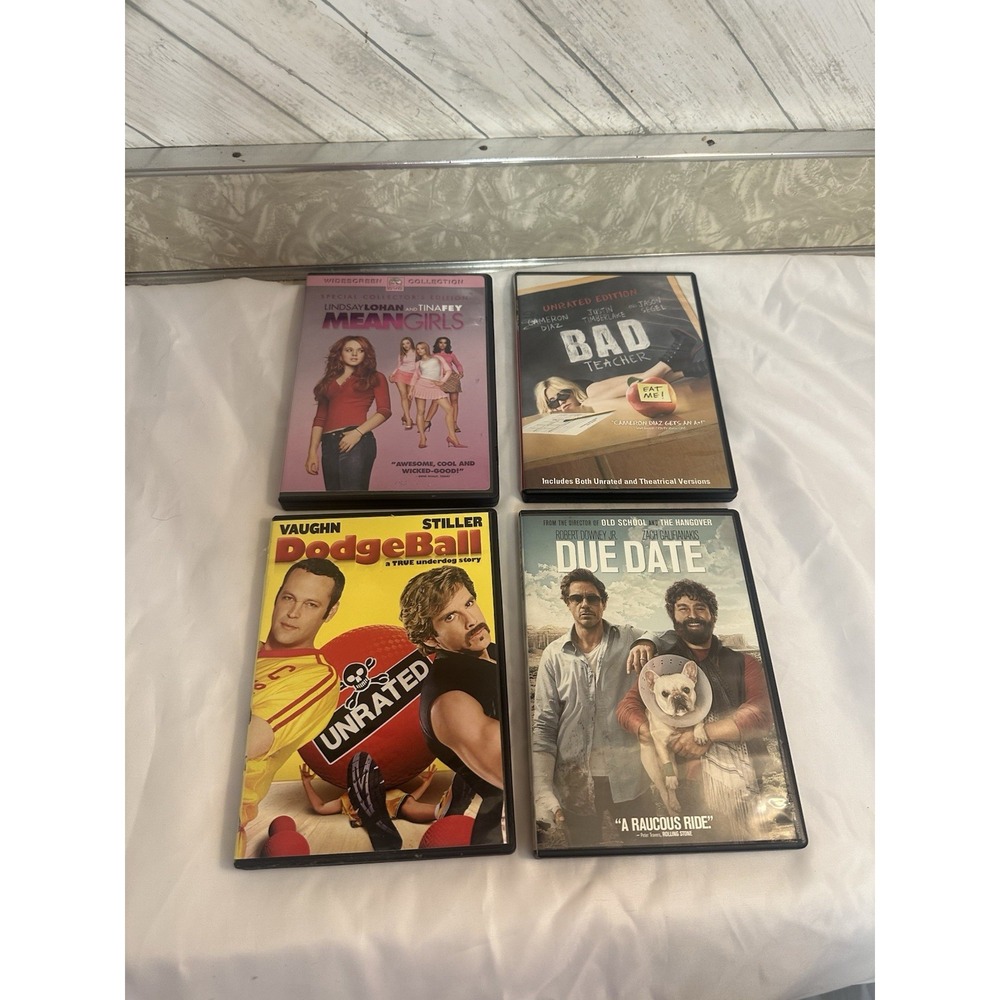 Comedy DVD Lot: Mean Girls Widescreen + Dodgeball Unrated + Bad Teacher ETC